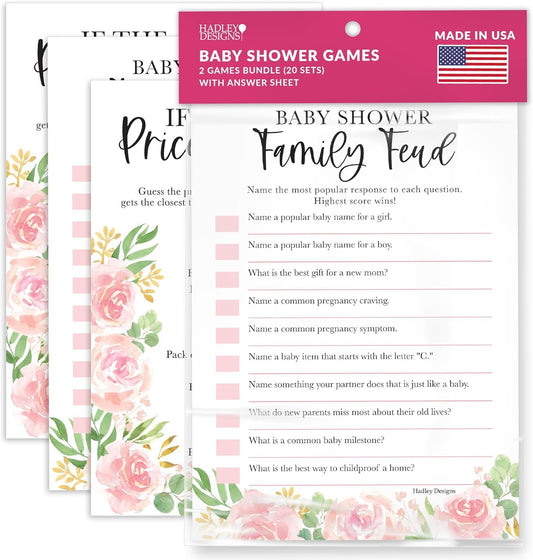 20 Floral Baby Shower Games For Girl - Hilarious Baby Shower Games Girl, The Price Is Right Baby Shower Game Cards, Baby Games For Baby Shower Family Feud Game, Baby Girl Baby Shower Games Funny