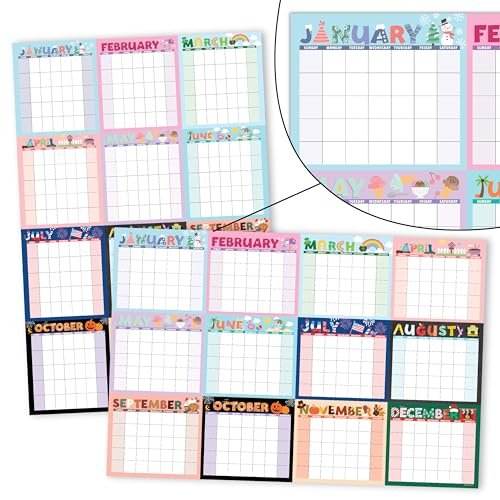 Doodle Typography Undated Yearly 12-Month Calendar | Dry Erase | Calendars & Planners