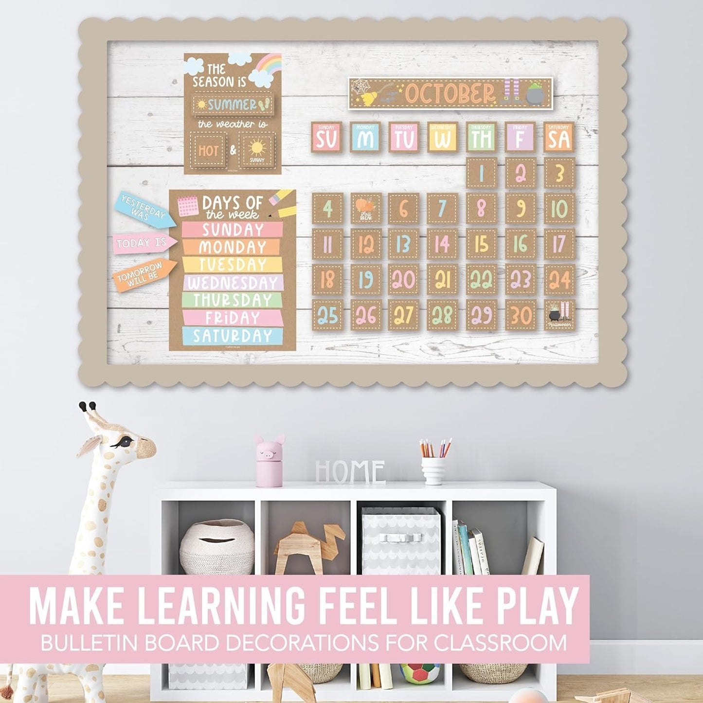 Kraft Typography Classroom Calendar | Bulletin Board | Classroom Supplies