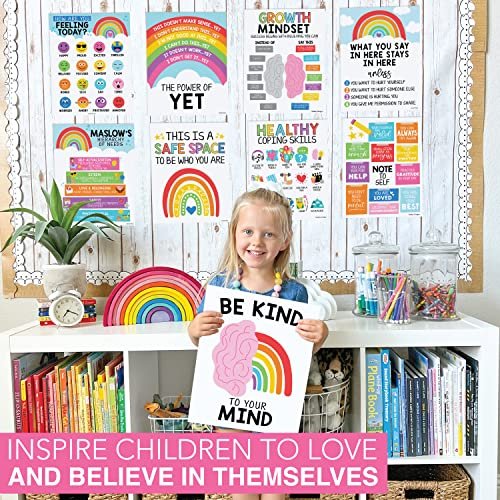 Colorful Rainbow Mental Health Posters | Set of 9 | Classroom Decor