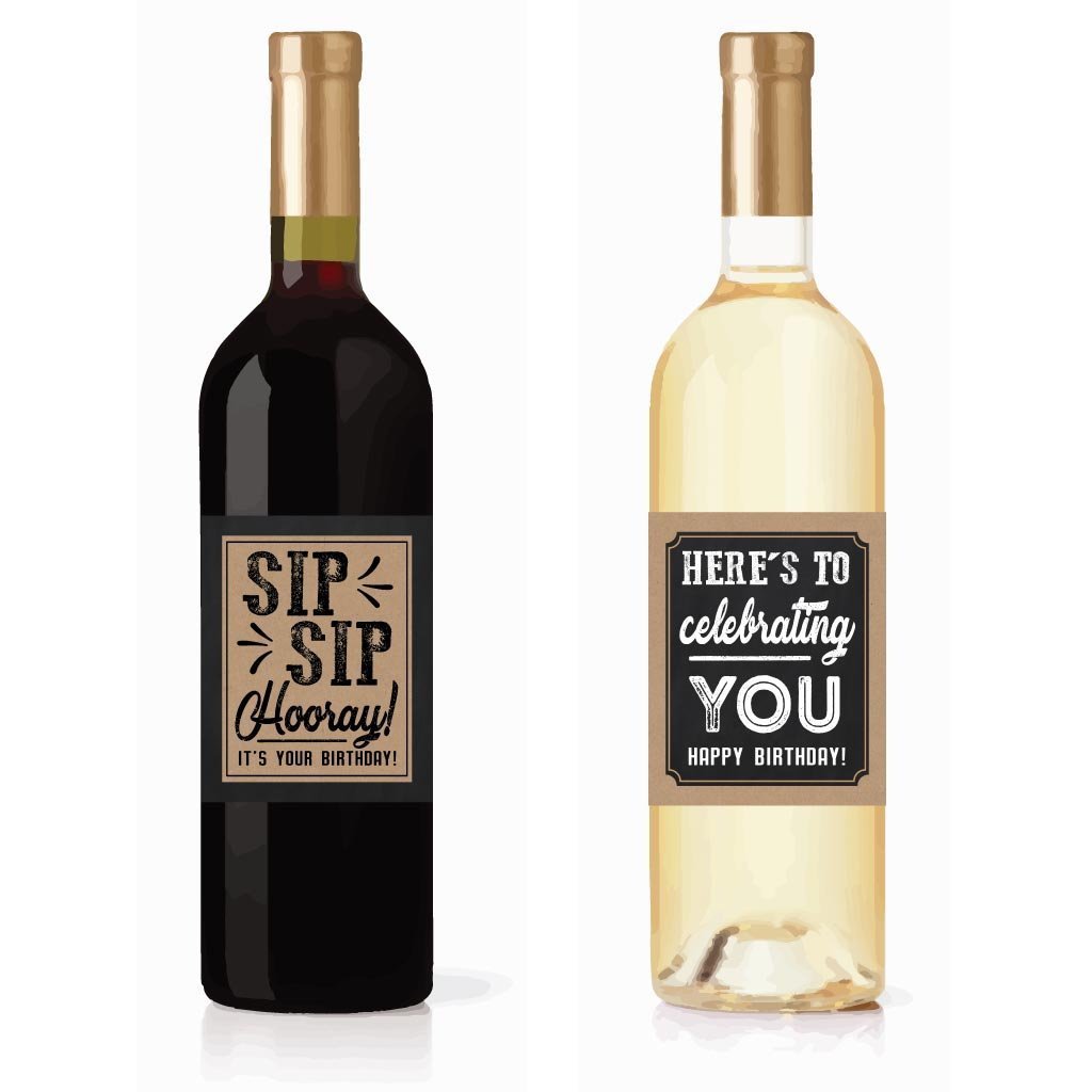 Birthday Wine Labels | Set of 5 | Party Supplies
