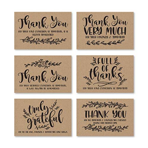 Rustic Folded Thank You Cards | Set of 24 | Sympathy