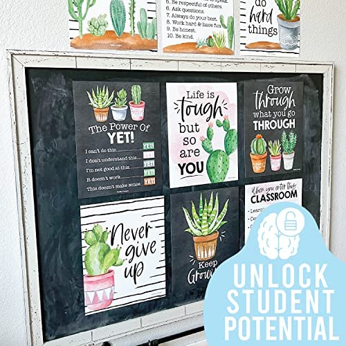 Cactus Classroom Motivational Posters | Set of 9 | Educational Supplies