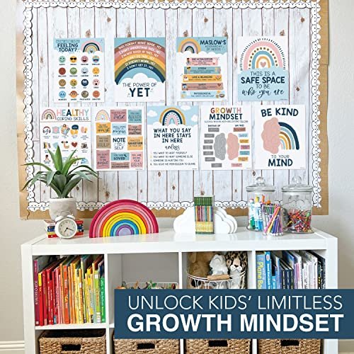 Boho Rainbow Mental Health Posters | Set of 9 | Classroom Decor