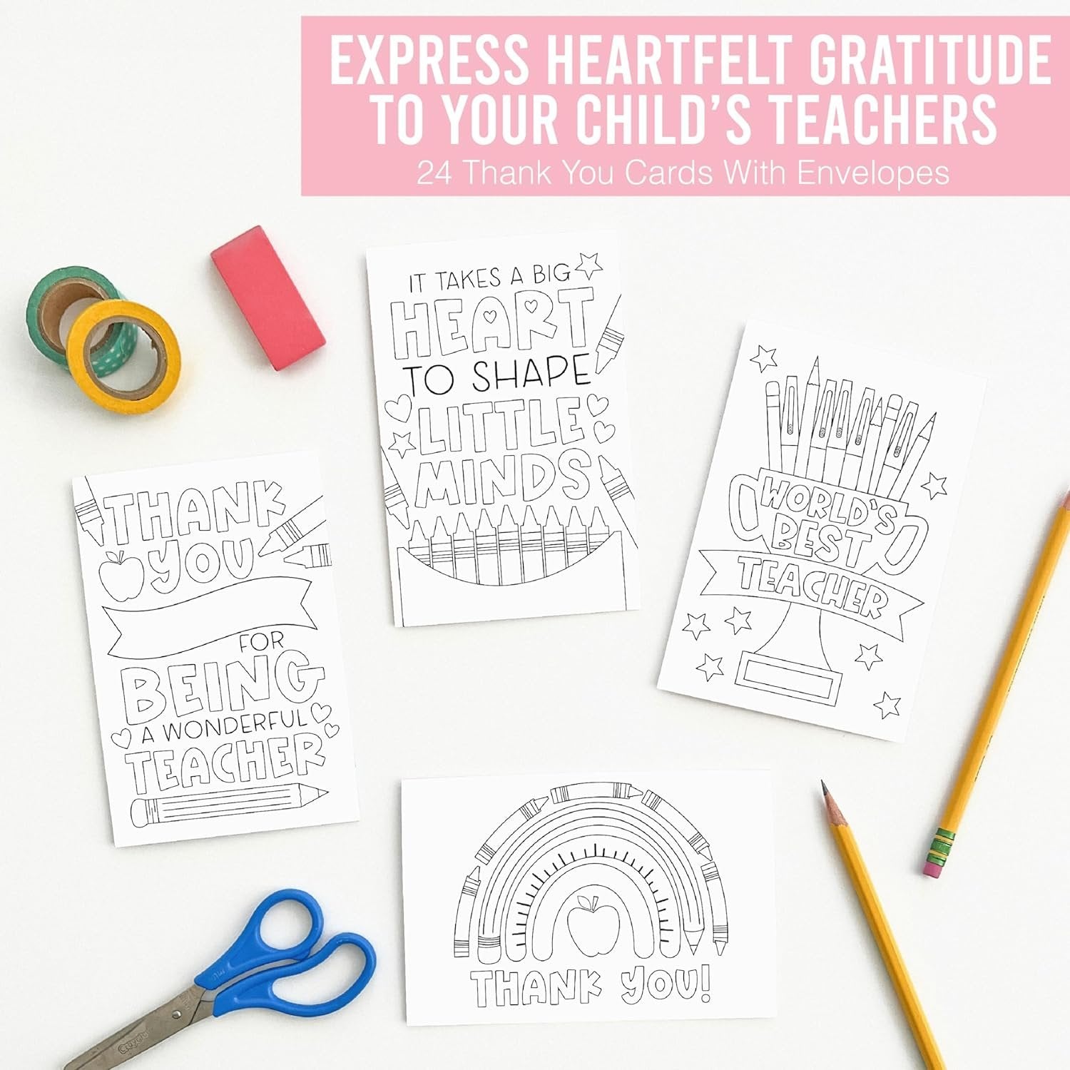 Teacher Thank You Cards | Set of 24 | 4" x 6"