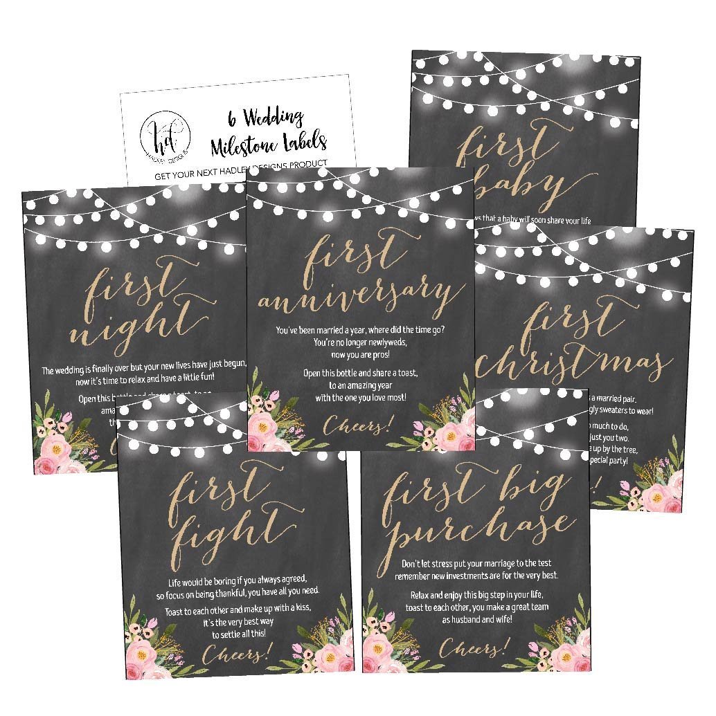 Wedding Milestones Labels | Set of 6 | Party Supplies