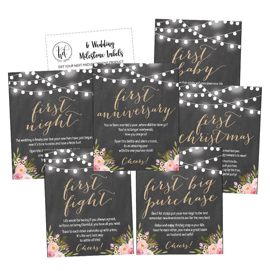 Wedding Milestones Labels | Set of 6 | Party Supplies