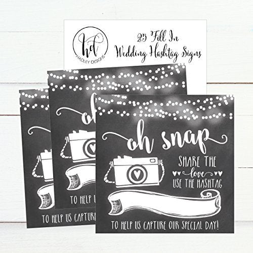 Wedding Hashtag Signs | Set of 25 | Wedding Supplies