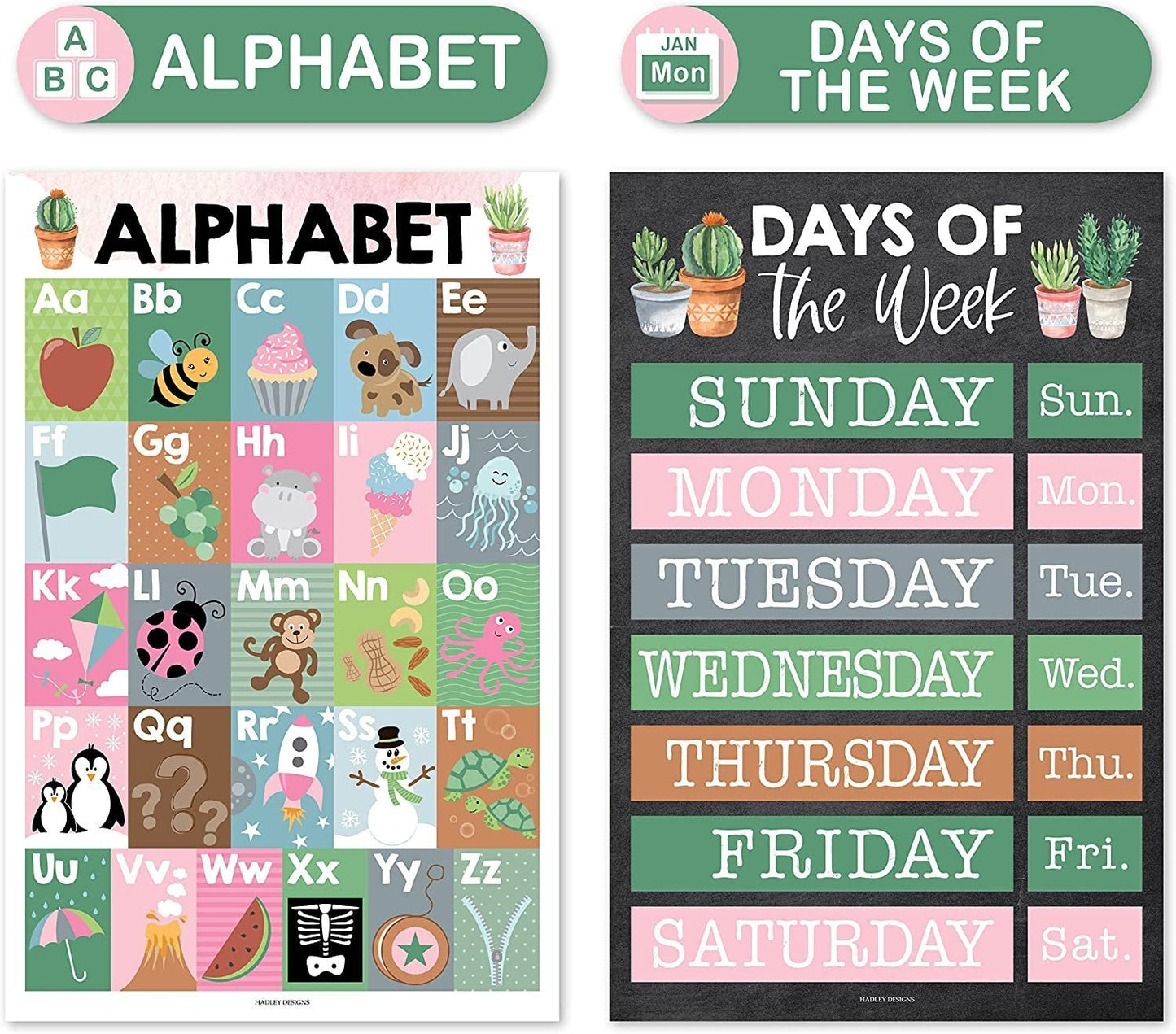 ABC, Days, Months, & Weather Prek Posters | Set of 4 | Educational Posters
