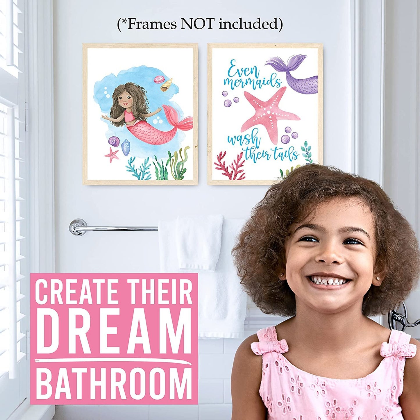 Kids Bathroom Wall Art | Set of 6 Reversible Prints | Home Decor