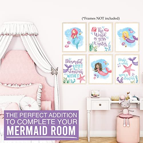 Mermaid 2 Children's Wall Art | Set of 6 | Home Decor