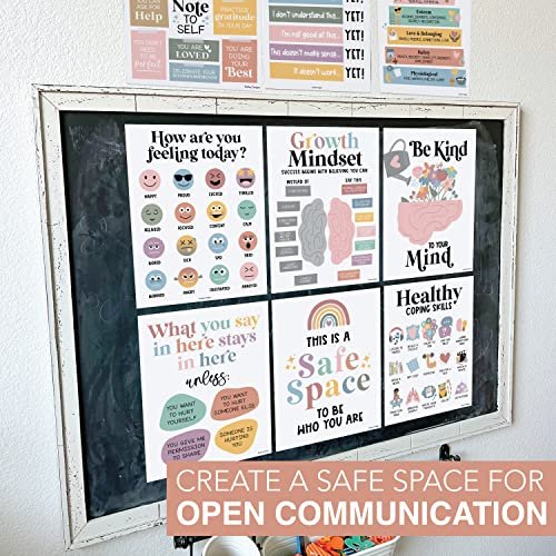 Boho Colorful Mental Health Posters | Set of 9 | Classroom Decor