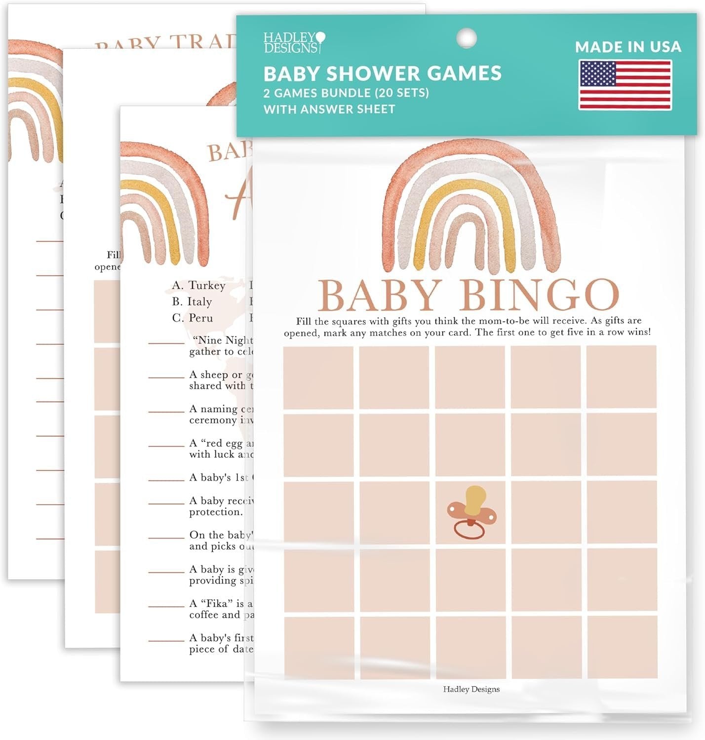 Baby Traditions & Bingo Games | Set of 20 | Baby Shower Games