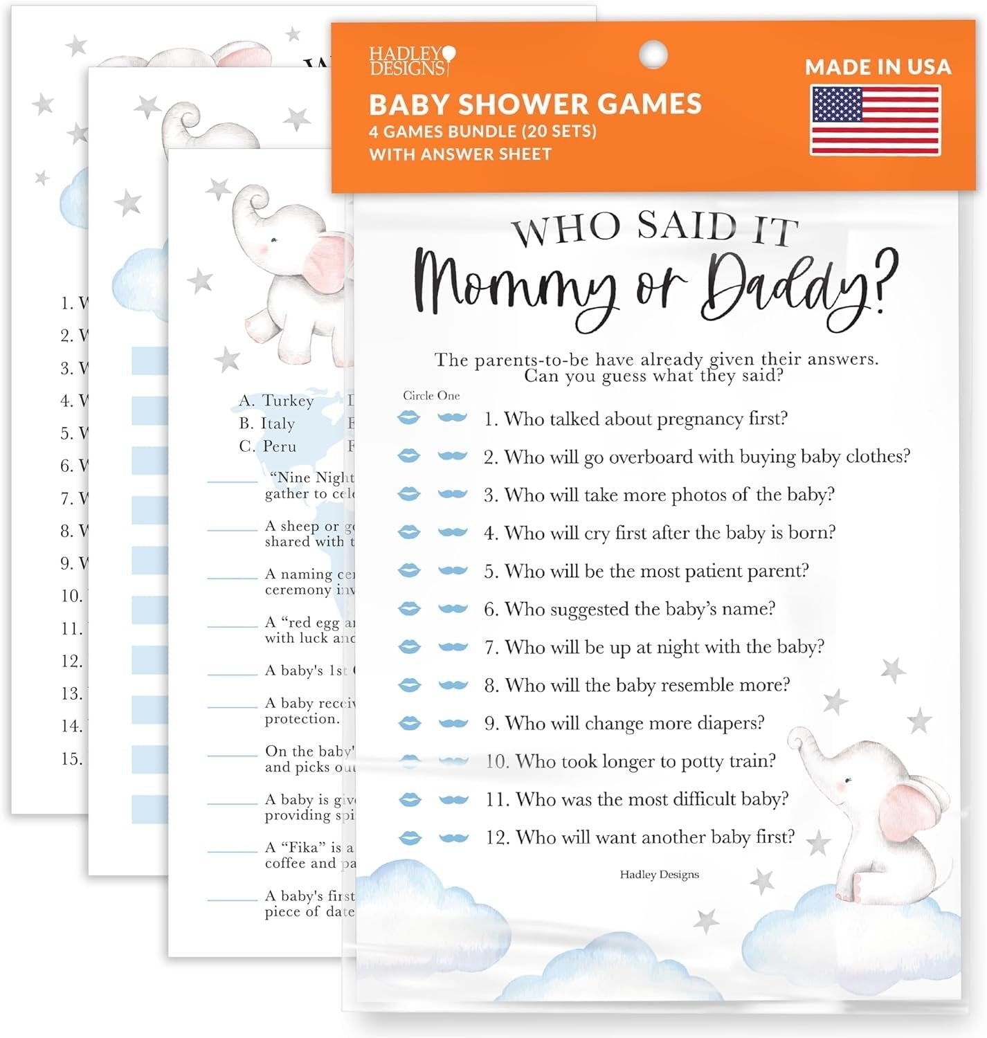 Who Said it, Who Knows Mommy Best, Baby Traditions, Family Feud Games | Set of 40 | Baby Shower Games