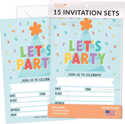 Gender Neutral Birthday Invitations | Set of 15 | Kid's Party
