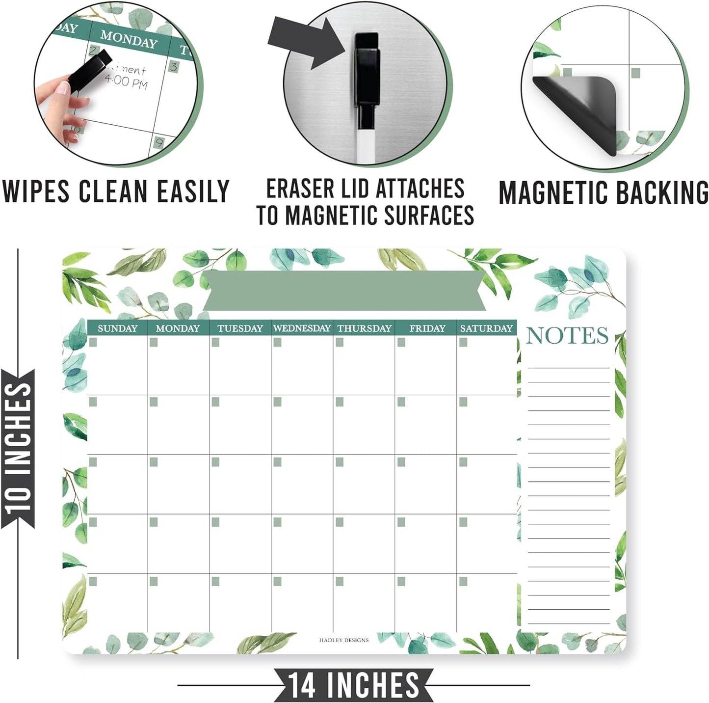 Greenery Magnetic Calendar For Refrigerator Dry Erase - Magnetic Fridge Calendar Dry Erase Magnetic Whiteboard For Fridge, Refrigerator Calendar Magnetic Dry Erase Calendar, Magnet Calendar For Fridge