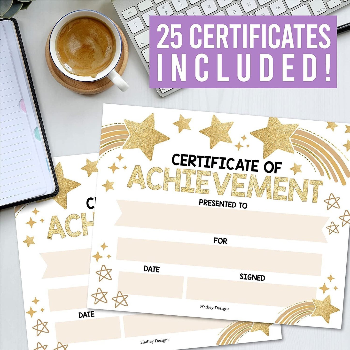 Gold Star Certificate of Achievement | Set of 25 | Awards