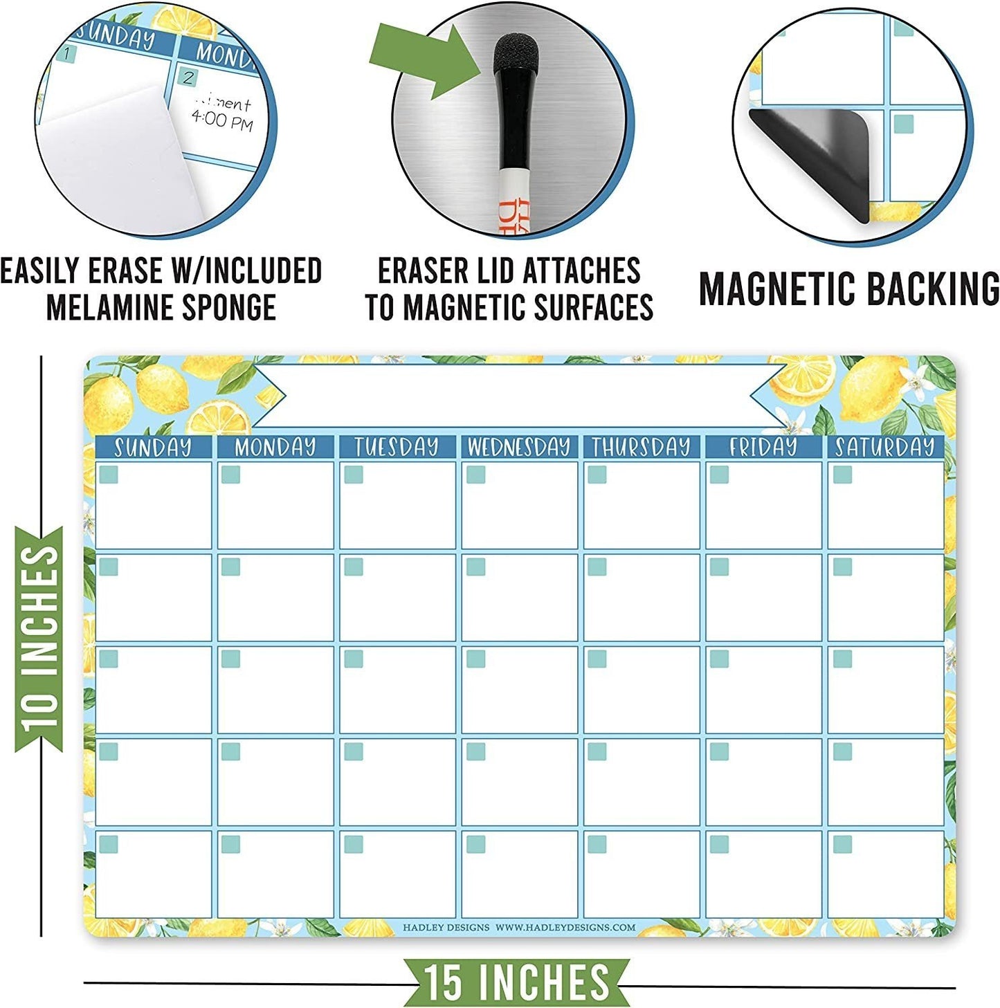 Lemon Magnetic Calendar | Dry-Erase | Calendars & Planners