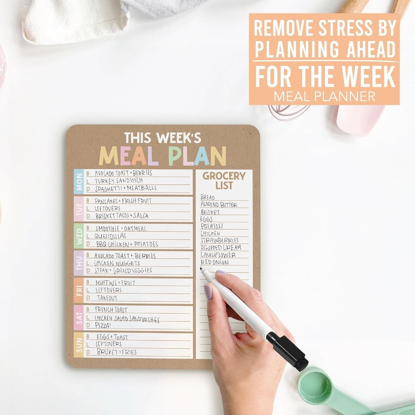 Colorful Kraft 2 Magnetic Meal Planner | Weekly | Calendar & Planners