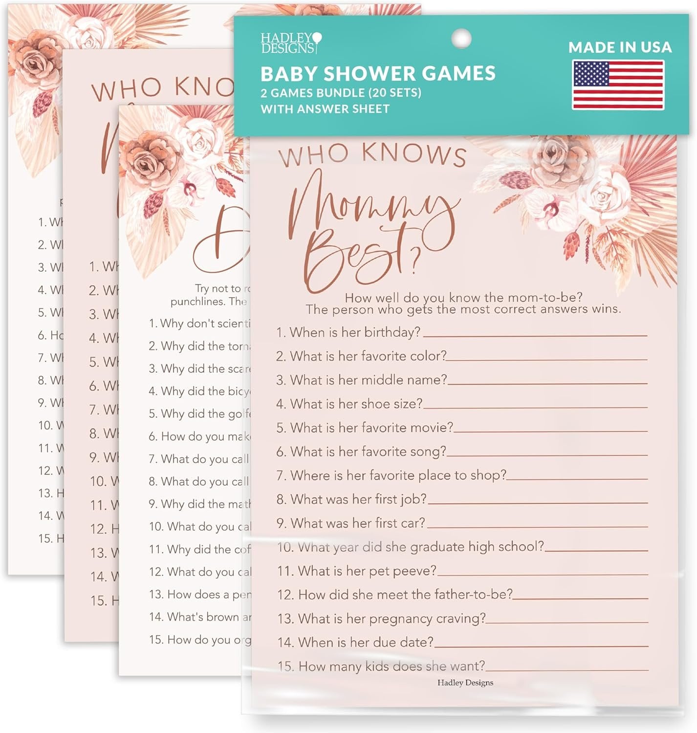 20 Boho Baby Shower Games For Girl - Hilarious Baby Shower Games Girl, Who Knows Mommy Best Baby Shower Game Card, Baby Games For Baby Shower Games Dad Jokes, Baby Girl Baby Shower Games Funny