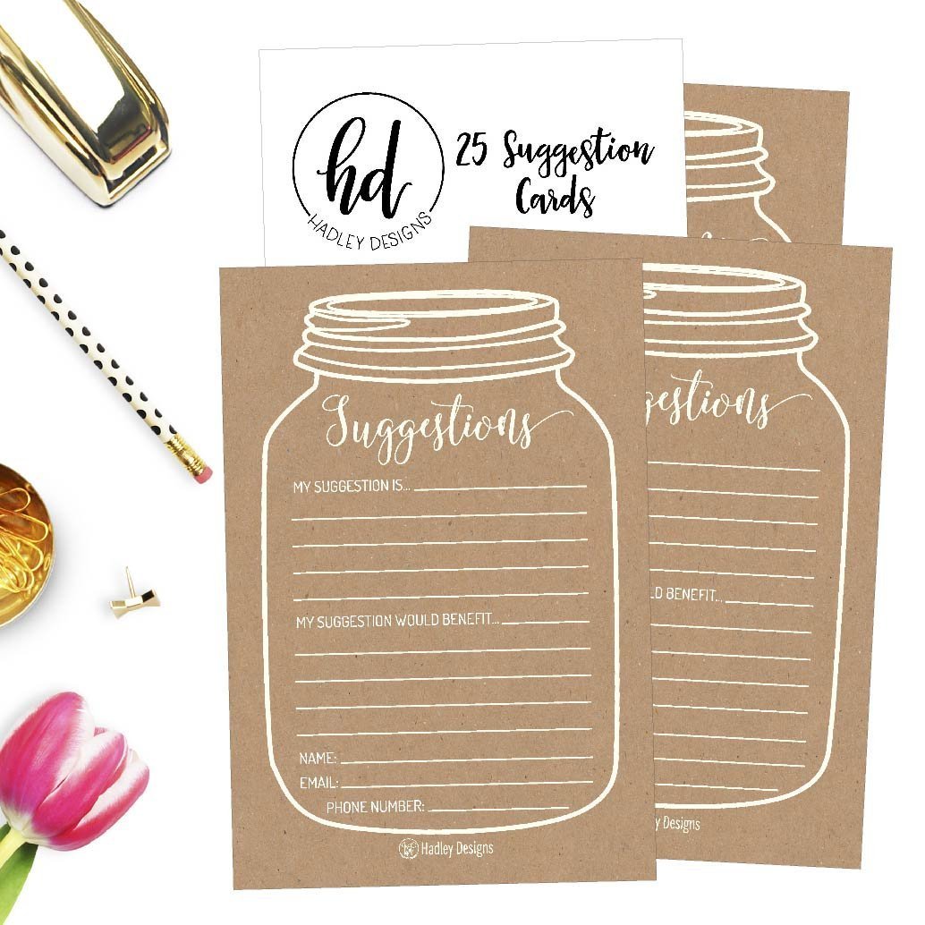 25 Kraft Mason Jar Suggestion Cards