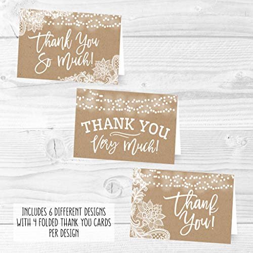 Kraft Lights Folded Thank You Cards | Set of 24 | General