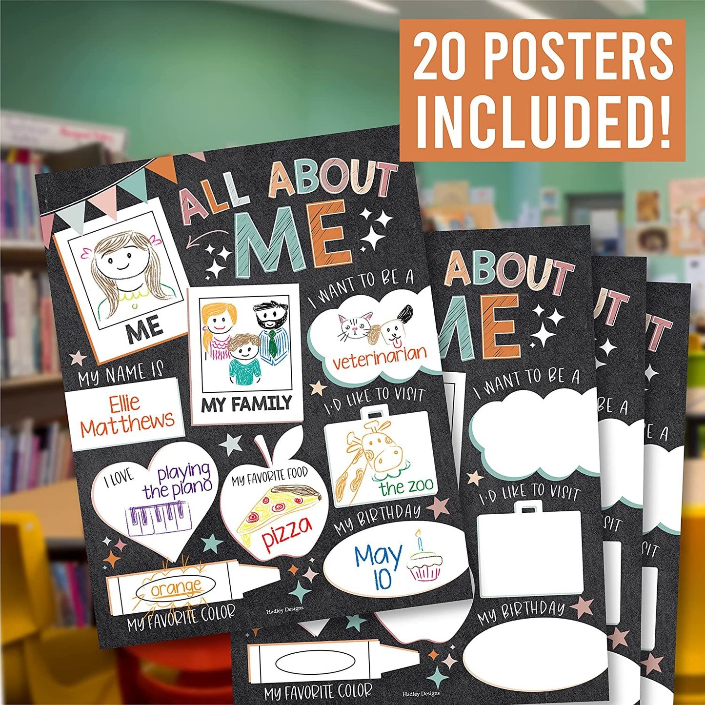 Colorful All About Me Posters | Set of 20 | Educational Supplies