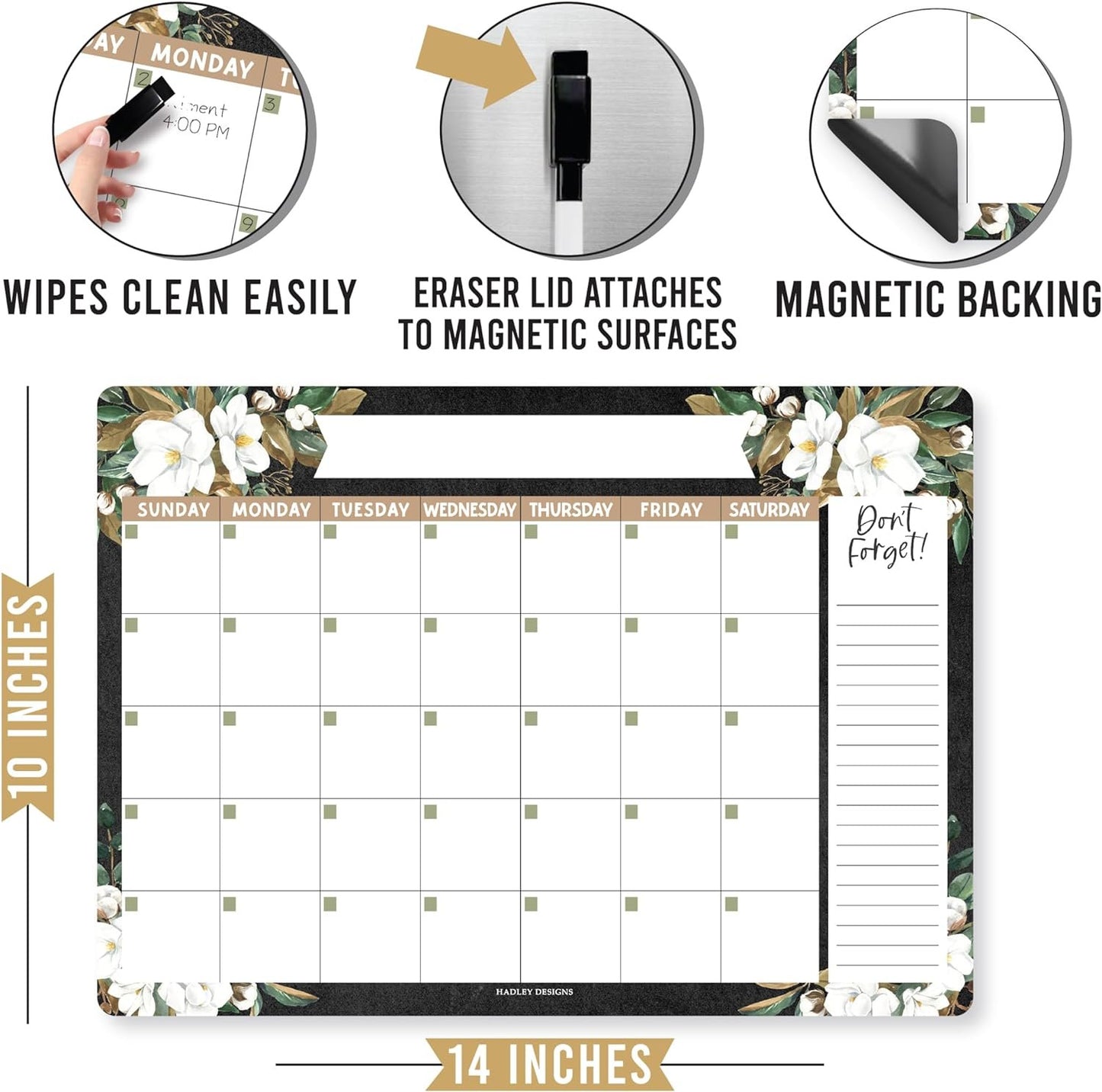 Floral Small Fridge Calendar | Magnetic & Dry Erase | Calendars & Planners