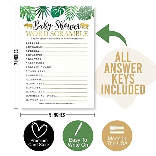 Word Scramble & True or False Games | Set of 25 | Baby Shower Games