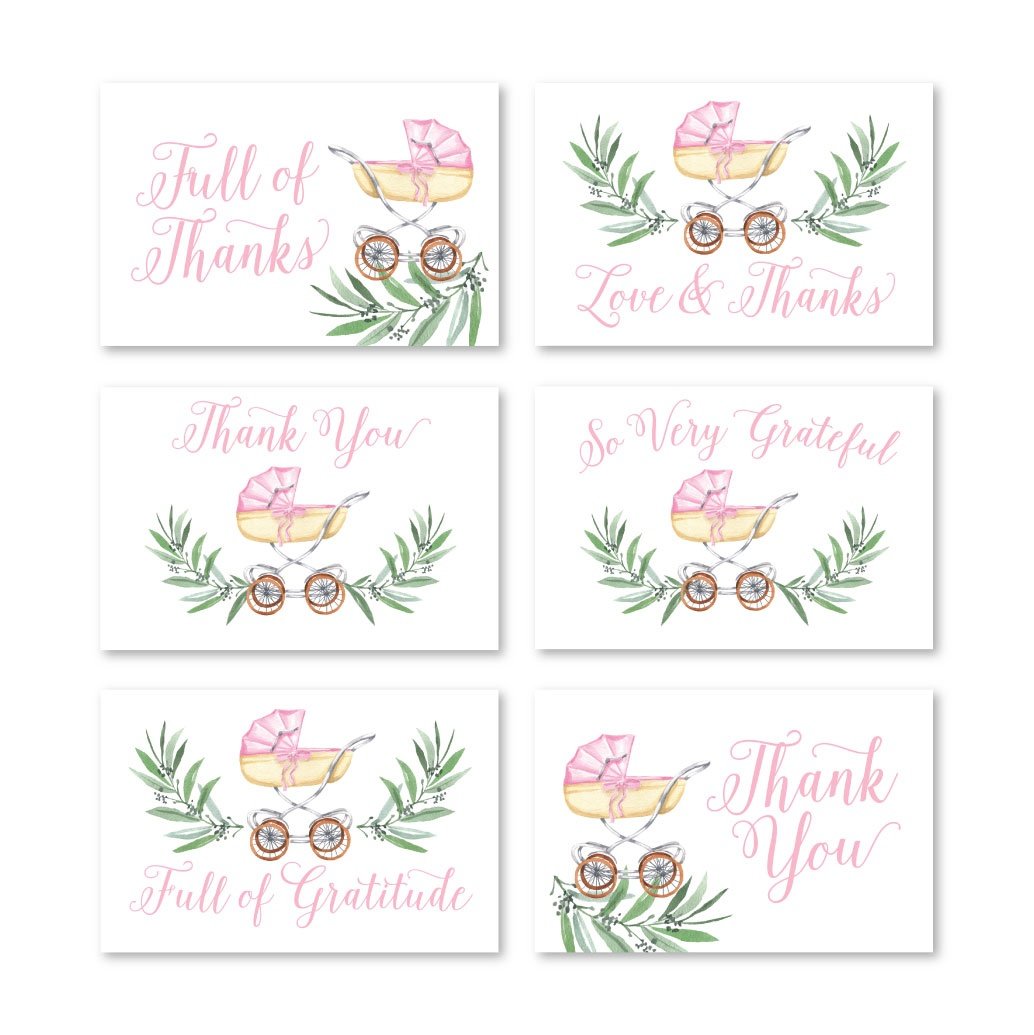 Folded Thank You Cards | Set of 24 | Baby Shower