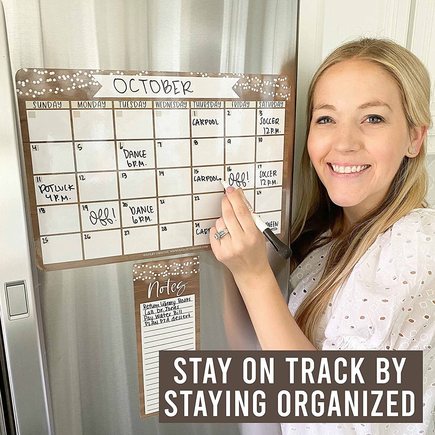 Rustic Large Magnetic Calendar for Fridge Dry Erase Board for Refrigerator - Magnetic Fridge Calendar Dry Erase Magnetic Whiteboard Calendar, Magnetic Dry Erase Calendar for Fridge Planner Magnet