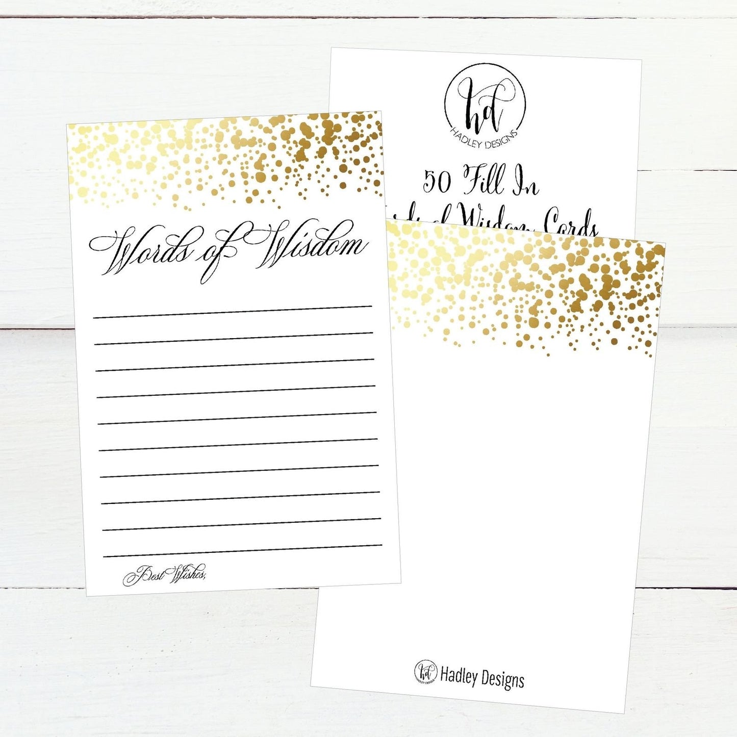 50 Gold Words of Wisdom Advice Cards, Use As Graduation Advice Cards, Marriage or Wedding Advice Cards, Guest Book Alternative, Bridal or Baby Shower Party Games, Boy or Girl Baby Predictions