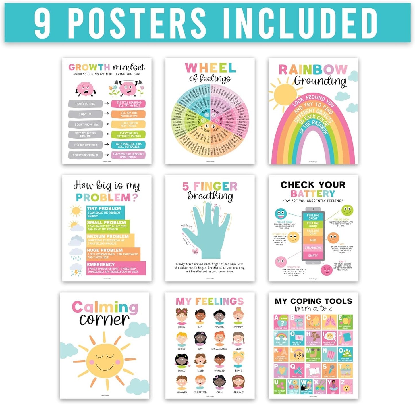 Colorful Pastel Calming Corner Posters | Set of 9 | Classroom Decor