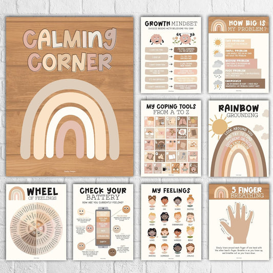 Neutral Calming Corner Posters | Set of 9 | Classroom Decor