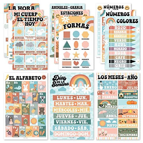 Retro Spanish Posters | Set of 12 | Spanish Educational Supplies