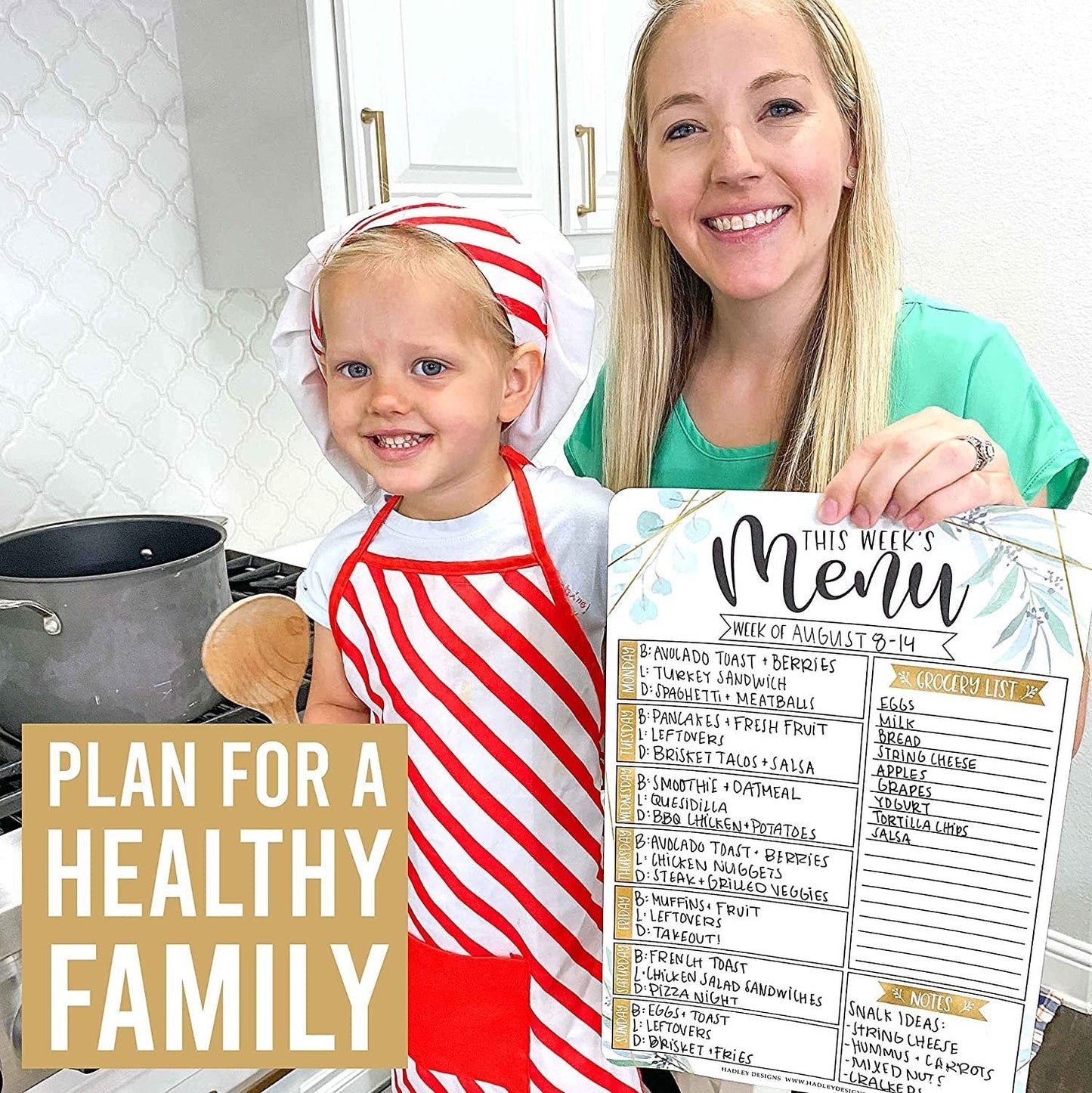 Geo Greenery 2 Magnetic Meal Planner | Weekly | Calendar & Planners