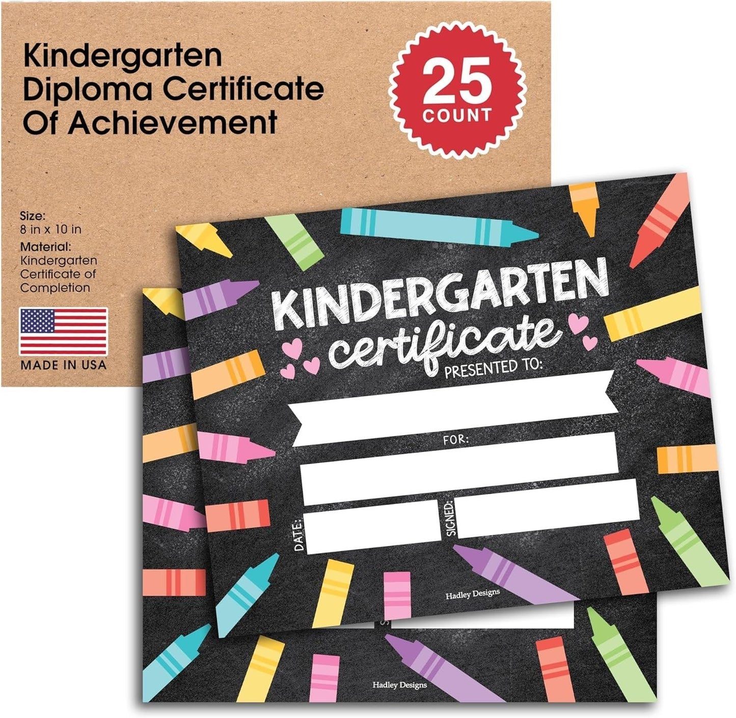 Colorful Kindergarten Certificate of Achievement | Set of 25 | Awards