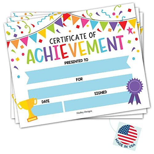 Confetti Certificate of Achievement | Set of 25 | Awards