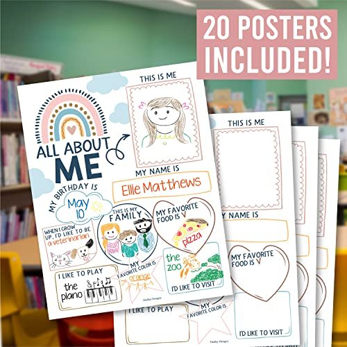 Boho Rainbow All About Me Posters | Set of 20 | Educational Posters