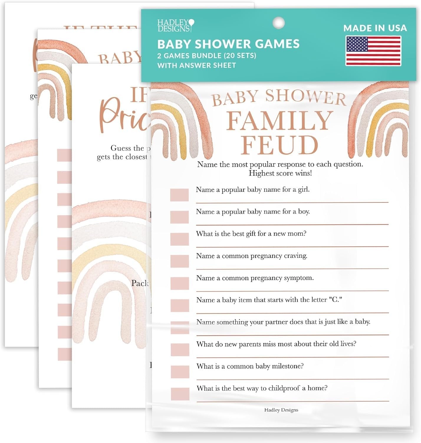 Family Feud & The Price is Right Games | Set of 20 | Baby Shower Games
