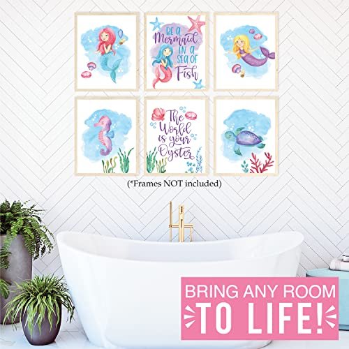 Mermaid 2 Children's Wall Art | Set of 6 | Home Decor