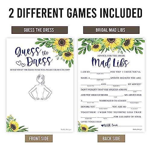 Guess The Dress & Mad Libs Games | Set of 20 | Bridal Shower Games