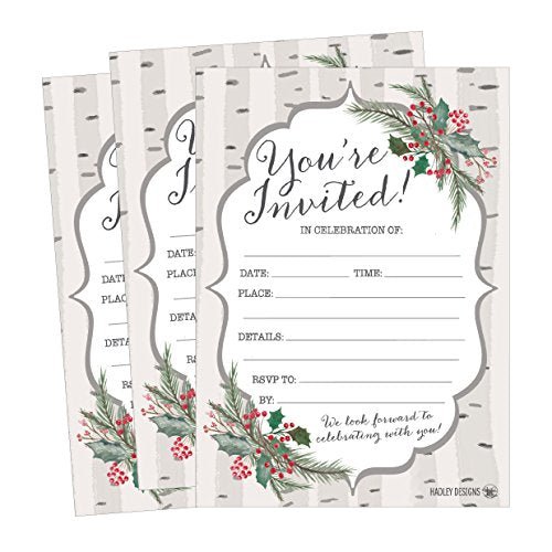 Winter Party Invitations | Set of 25 | Cards & Party