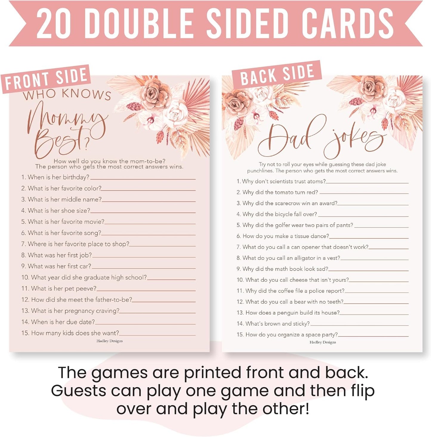 20 Boho Baby Shower Games For Girl - Hilarious Baby Shower Games Girl, Who Knows Mommy Best Baby Shower Game Card, Baby Games For Baby Shower Games Dad Jokes, Baby Girl Baby Shower Games Funny