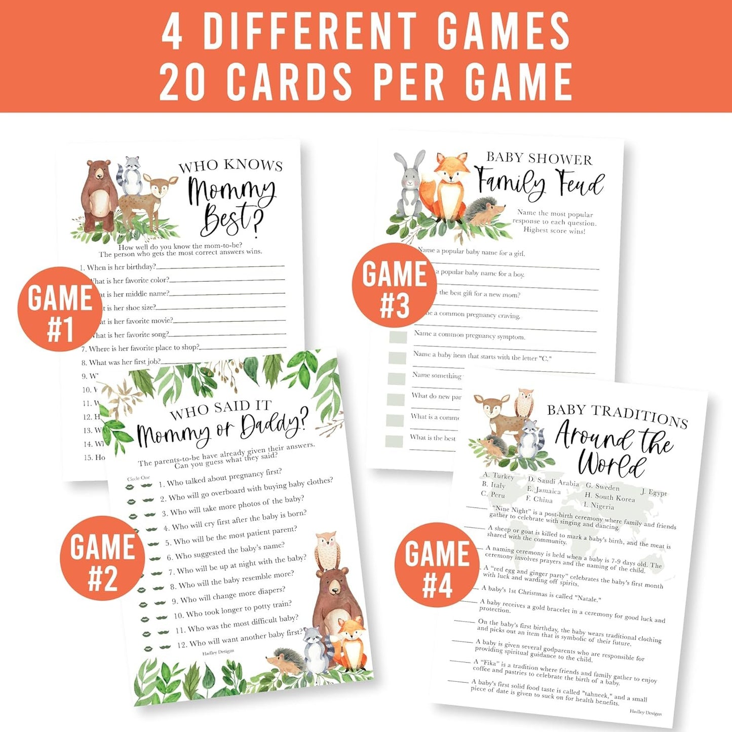 40 Woodland Baby Shower Games Gender Neutral - Who Knows Mommy Best Baby Shower Game, Guess Who Mommy Or Daddy Baby Shower Game, Baby Games For Baby Shower Family Feud Game, Baby Shower Tradition Card