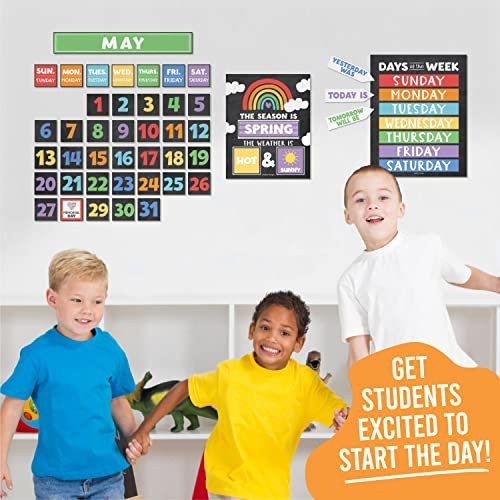 Colorful Bright Chalk Classroom Calendar | Bulletin Board | Classroom Supplies