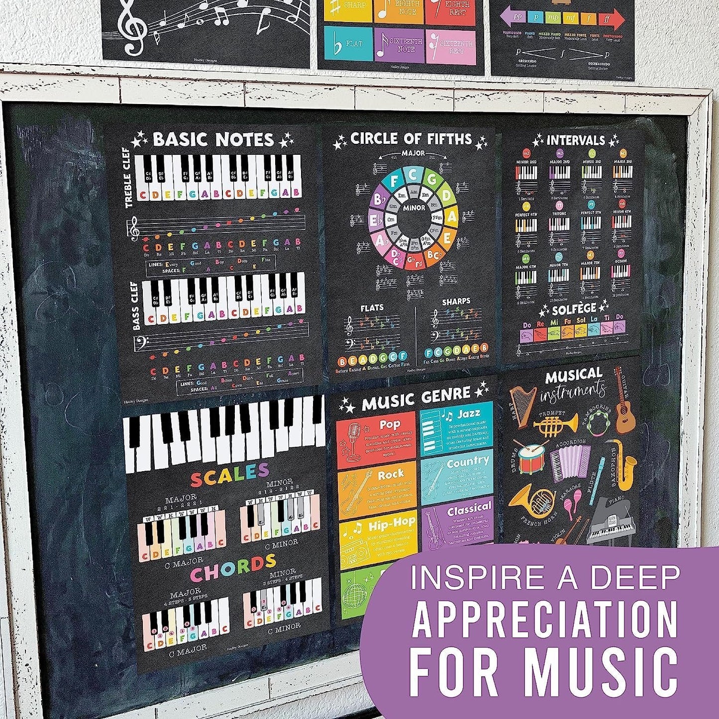 Colorful Chalk Music Posters | Set of 9 | Music Classroom