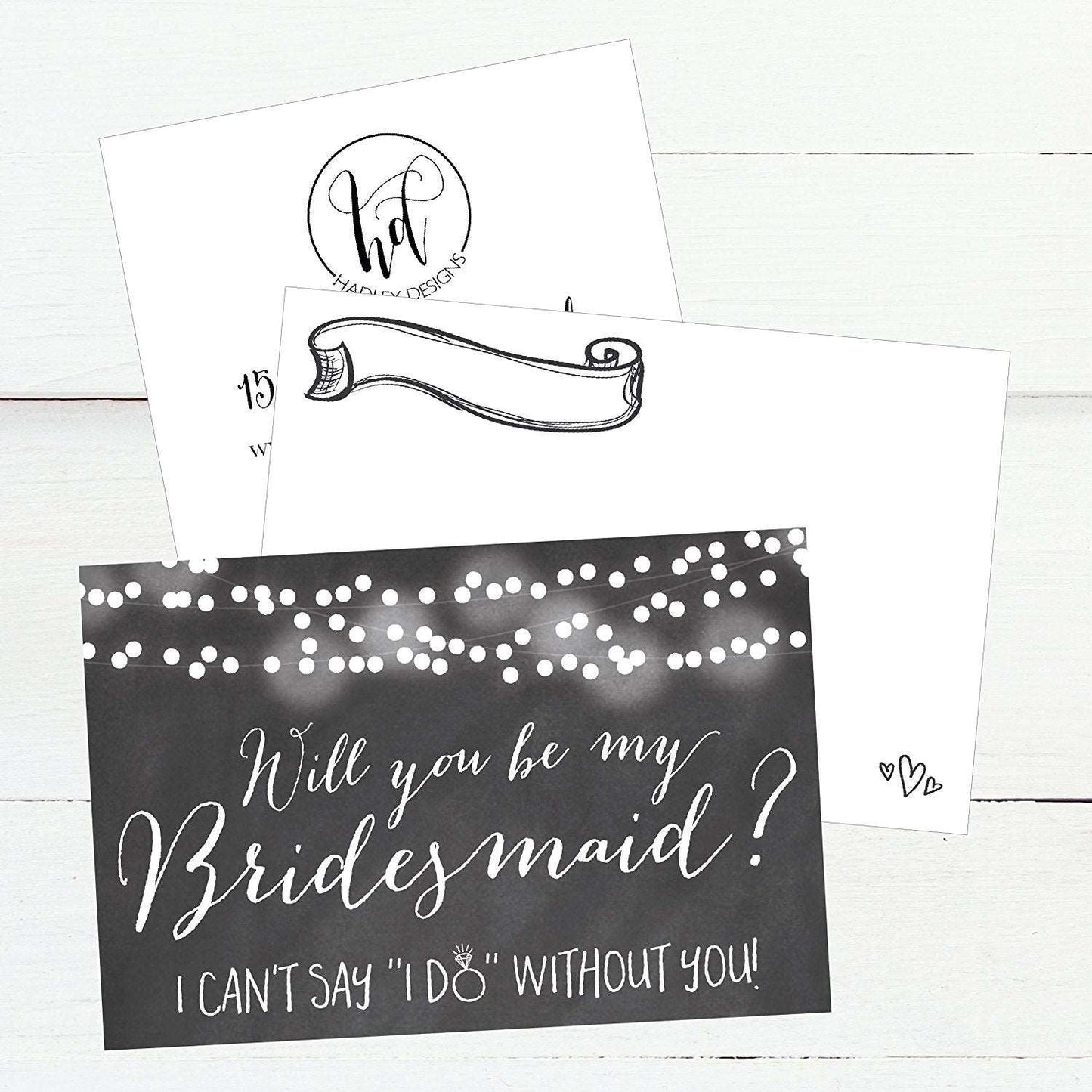 15 Will You Be My Bridesmaid Cards Chalkboard, I Can't Say I Do Without You, Rustic Proposal Note Cards For Gifts, Blank Chalk Ask To Be Your Bridesmaids Invitations Set, Asking A Bridesmaid Invite