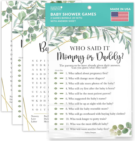 20 Greenery Baby Shower Games Gender Neutral - Hilarious Baby Shower Games For Girl, Funny Baby Shower Games Boy, Guess Who Mommy Or Daddy Baby Shower Game, Baby Games For Baby Shower Word Search Game