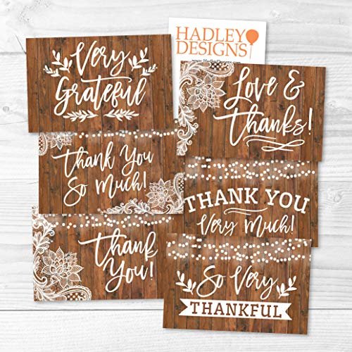 Rustic Wood Folded Thank You Cards | Set of 24 | General